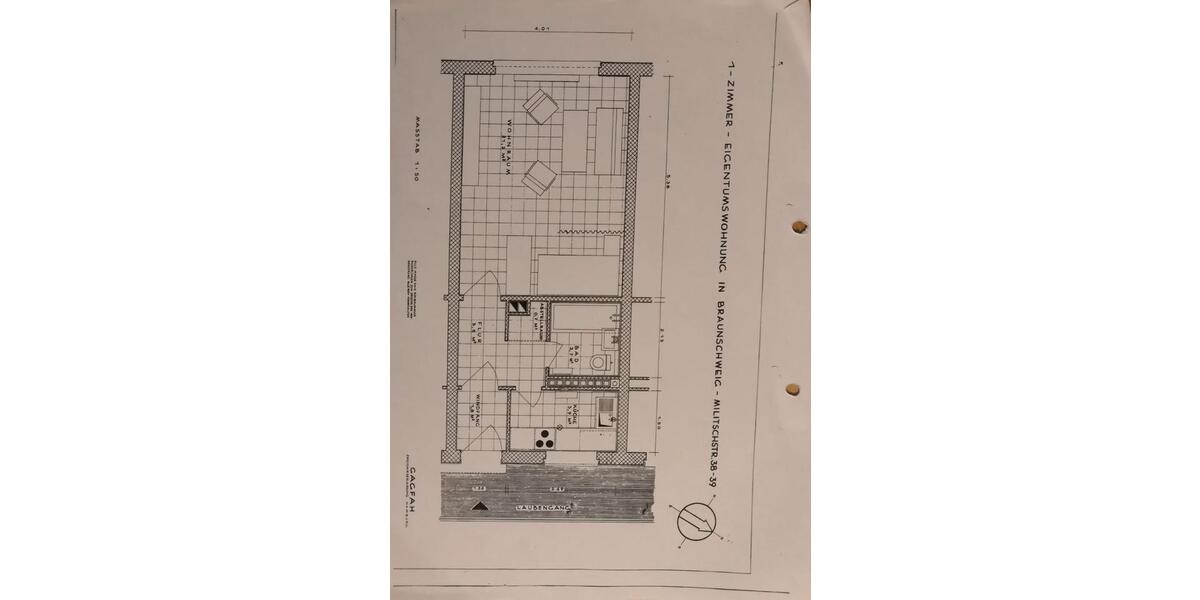 Etagenwohnung Braunschweig Heidberg-Melverode - 1 Zimmer, 35 m&sup2;, 350&euro; | Angebot:26694620