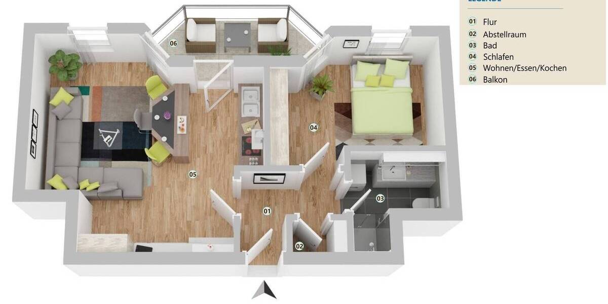 Etagenwohnung Gifhorn Gamsen - 2 Zimmer, 46 m&sup2;, 100.000&euro; | Angebot:25662749