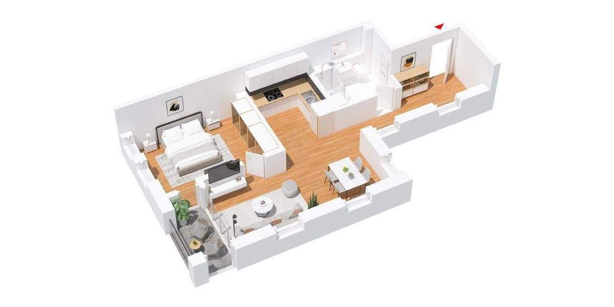 Etagenwohnung Wolfsburg Hellwinkel - 2 Zimmer, 61 m&sup2;, 746&euro; | Angebot:24872359