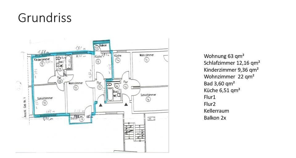 Etagenwohnung Wolfsburg - 3 Zimmer, 63 m&sup2;, 133.500&euro; | Angebot:26302379