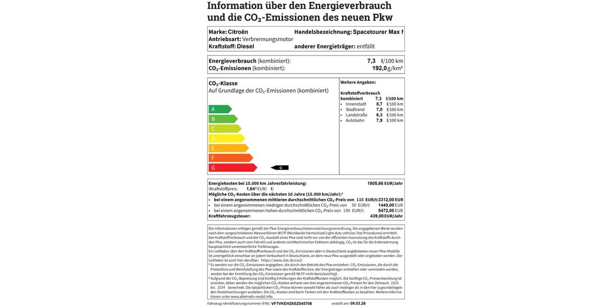 Citroen SpaceTourer 9.280 km 48.680 &euro; Helmstedt 38350