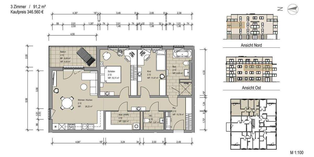 Mit Balkon - moderne Obergeschosswohnung 