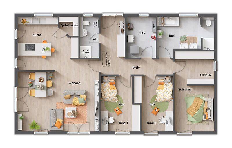 Der massive Bungalow für Familien, die sich Flexibilität wünschen