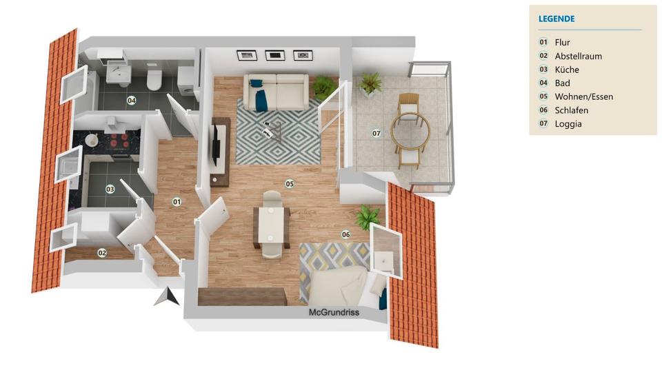 Dachgeschoßwohnung Gifhorn - 1 Zimmer, 45 m&sup2;, 495&euro; | Angebot:26350805